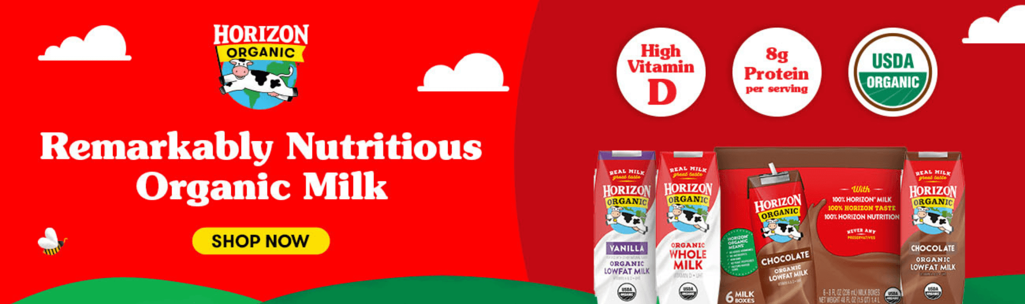 Horizon Organic | Remarkably Nutritious Organic Milk | High Vitamin D | 8g Protein per Serving | USDA Organic | Shop Now at Sedanos.com