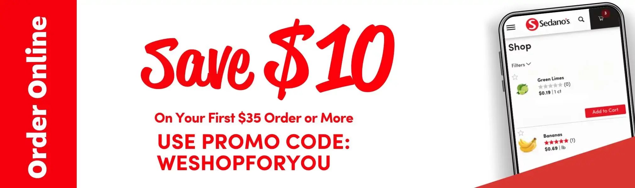 Sedanos.com Save $10 On First Online Order